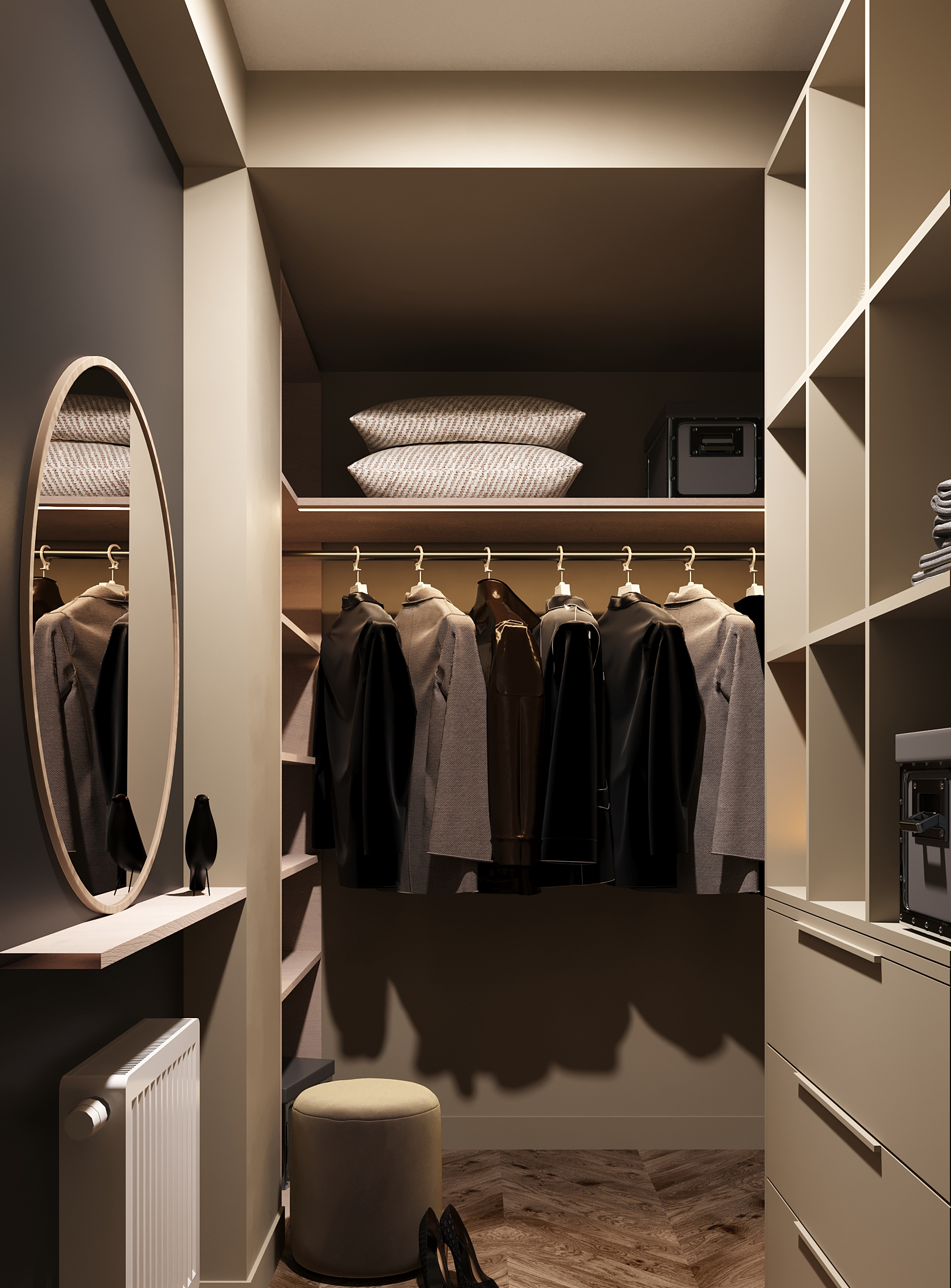 Dark Minimalist Apartment design interior – tablouri monocrome rame negre