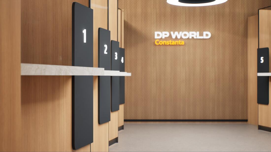 DP World Offices design interior – spațiu de lucru productiv