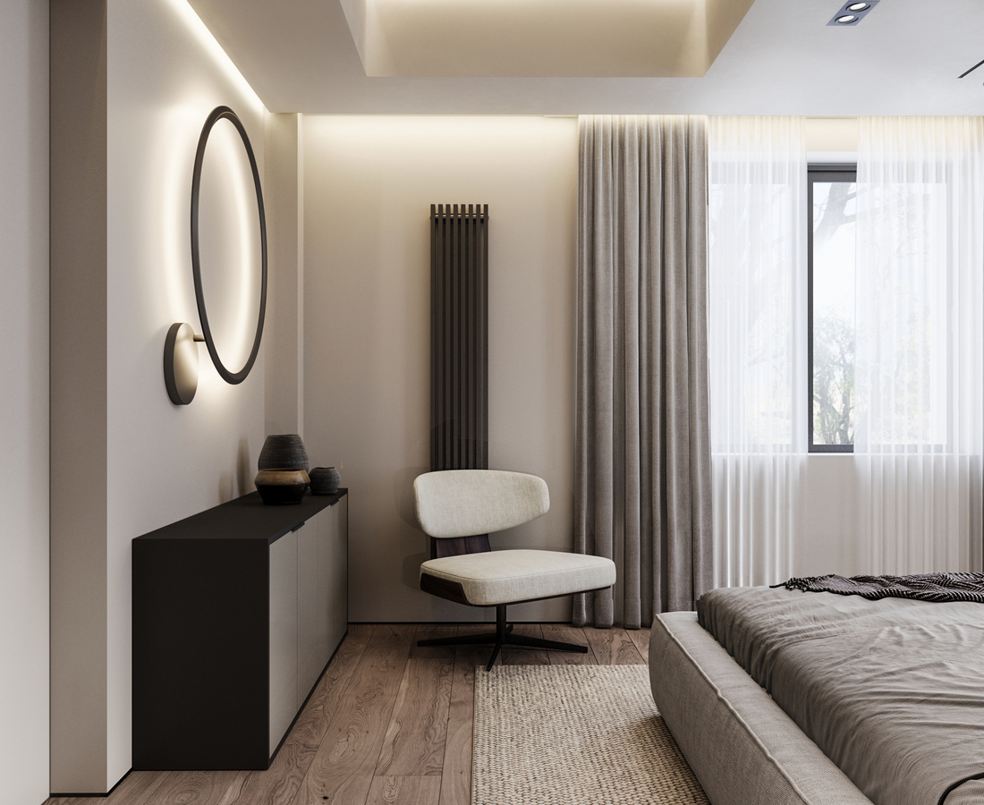GV Minimalist House design interior – dormitor secundar