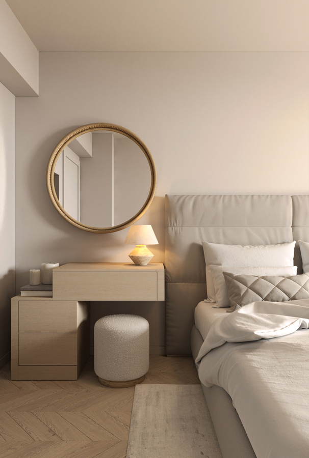 Serenity Wabi Apartment design interior – mobilier simplu și funcțional