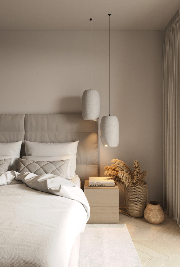 Serenity Wabi Apartment design interior – detaliu perete texturat