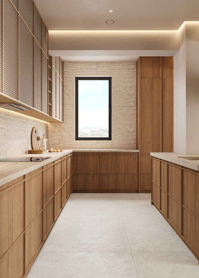 Wabi-Sabi Lake Penthouse design interior – baie cu elemente naturale