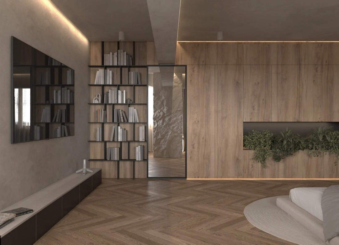 Wabi-Sabi Penthouse design interior – baie cu finisaje naturale