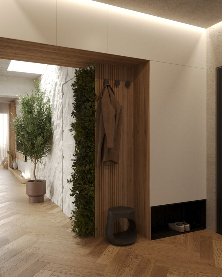 Wabi-Sabi Penthouse design interior – dressing și hol intrare